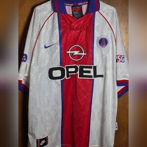 VINTAGE PSG PARIS SAINT GERMAIN NIKE FOOTBALL JERSEY 1997 1998 XL MADE IN U.K